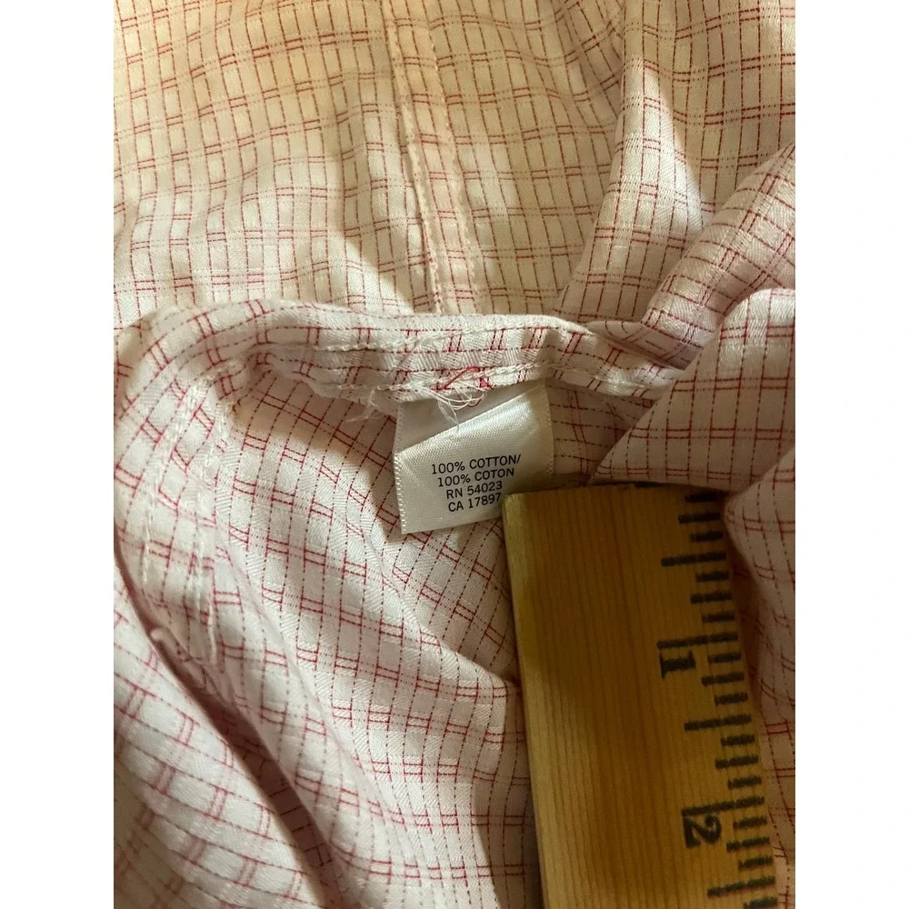 Banana Republic Mens Small Red White Grid Button Down Shirt 100% Cotton Fall 09